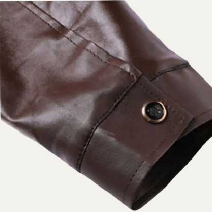 Men's Leather Zip Up Coat Fleece Lined