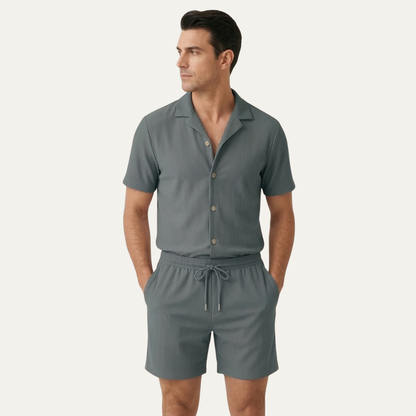 Men's Ribbed Summer Set Shirt And Shorts
