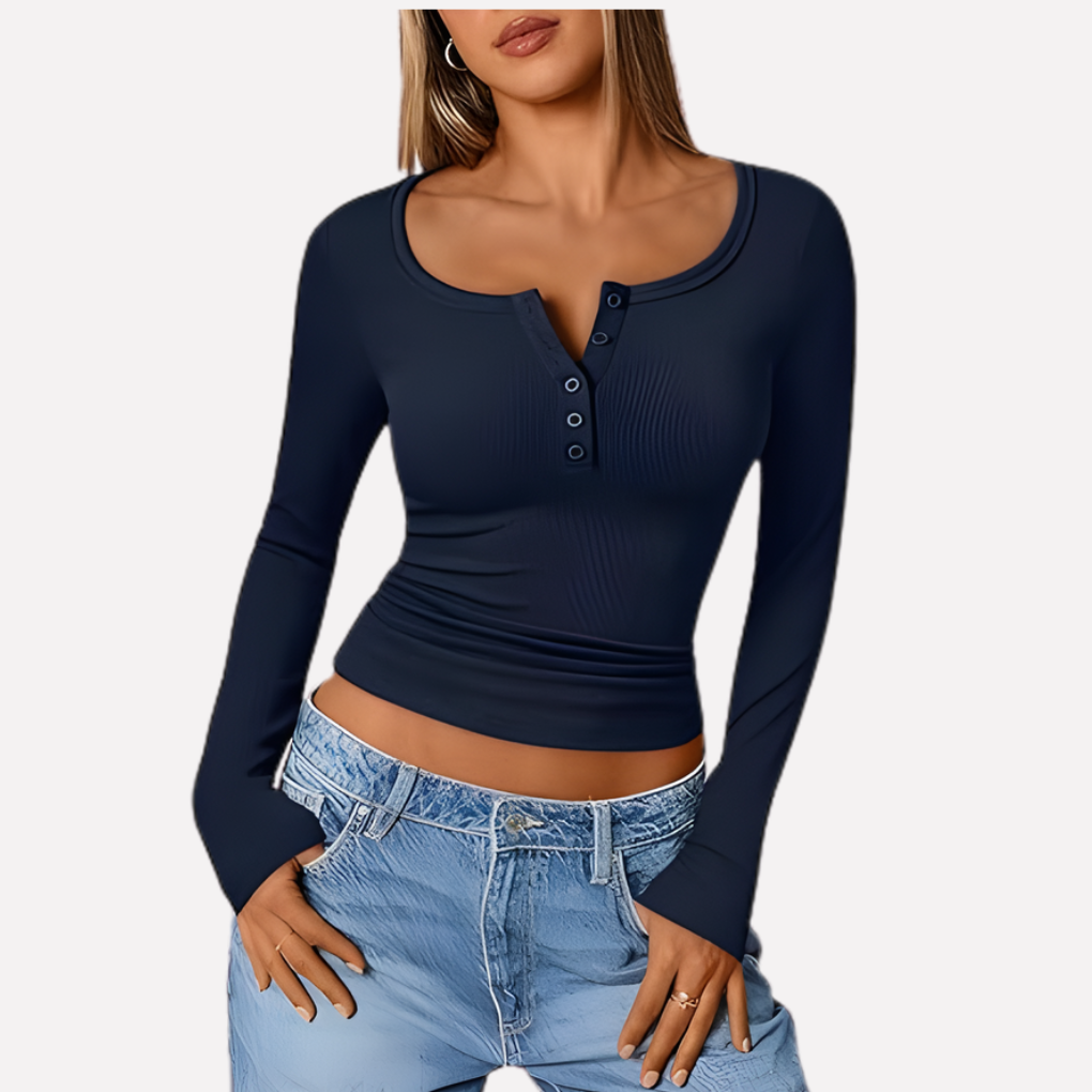 Women's Long Sleeve Henley Shirt