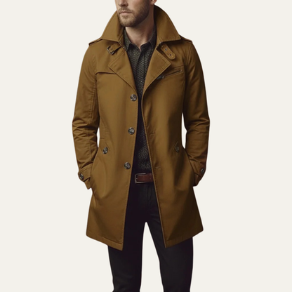 Stromboli Men's Slim Single Breasted Trench Coat