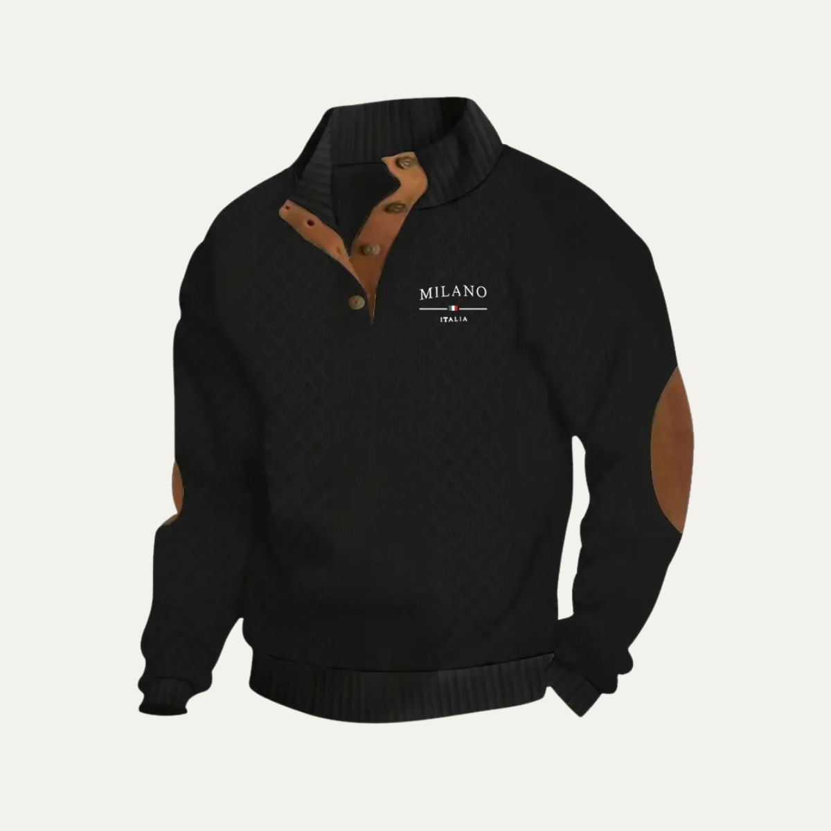 Men's Knit Quarter Zip Sweater Elbow Patches