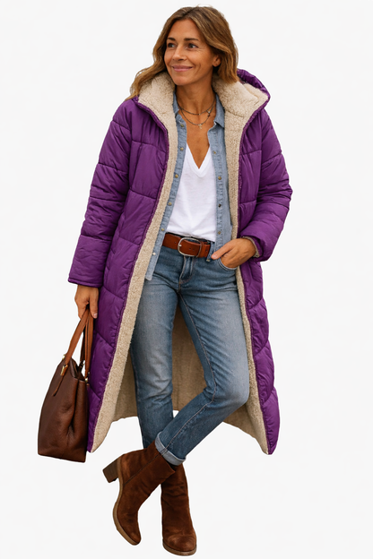 Women's Quilted Puffer Coat Fleece Lined Full Length