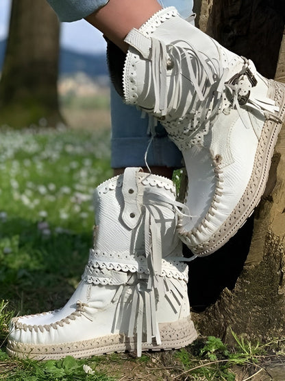 Fringe Moccasin-Style Boots