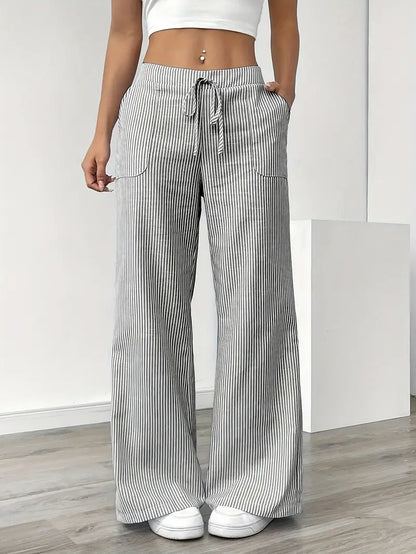 Relaxed Wide-Leg Stripe Trousers