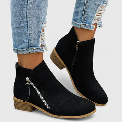 Women's Side Zip Block Heel Ankle Orthopedic  Boots