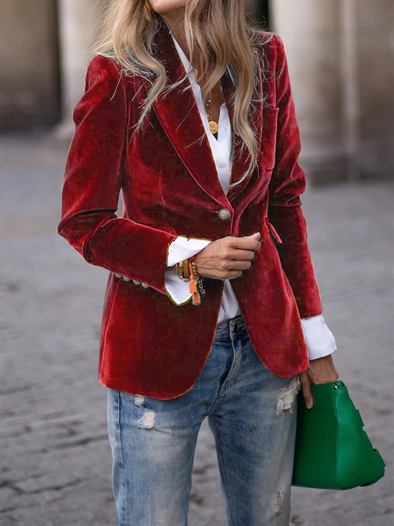 Women's Classic Blazer Tailored Fit Button Front - 
Fashinoza