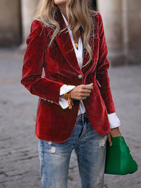 Women's Classic Blazer Tailored Fit Button Front - 
Fashinoza