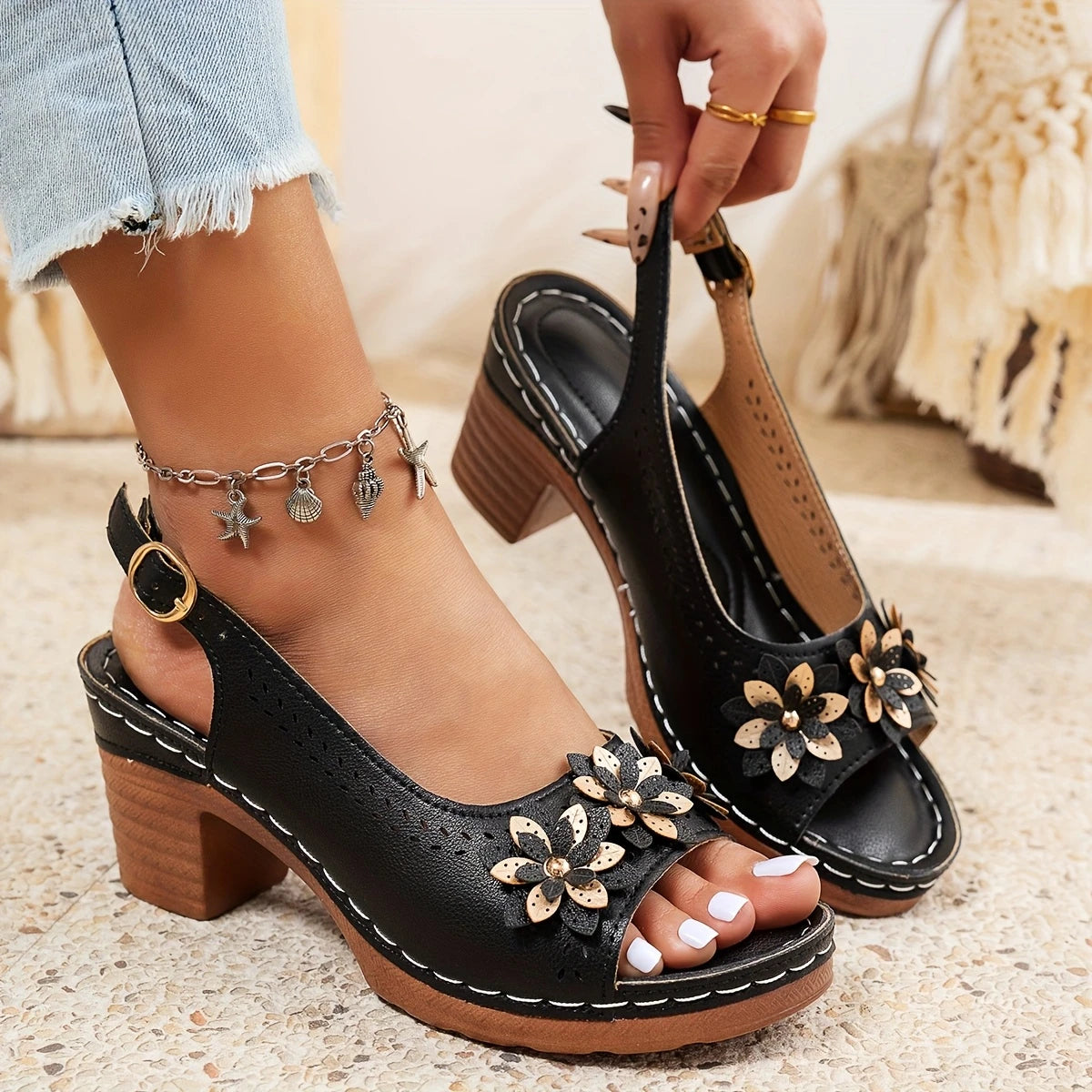 Women's Adjustable Ankle Strap Sandals Rosewood