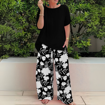 Women's Short Sleeve Wide Leg Outfit Set