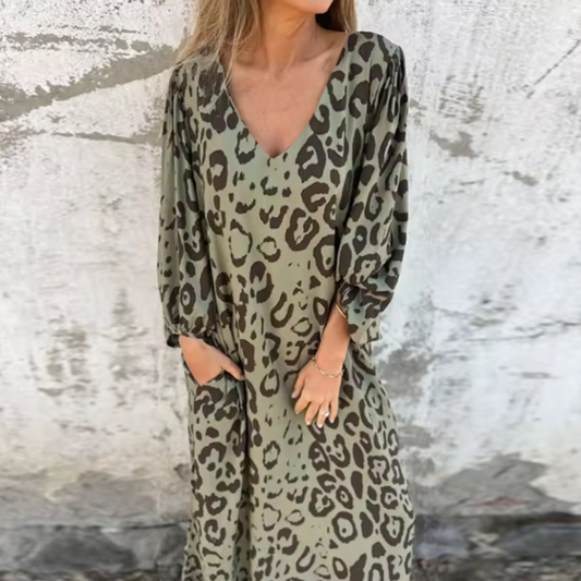 Women's Spring Dress Loose Fit With Pockets - Fashinoza