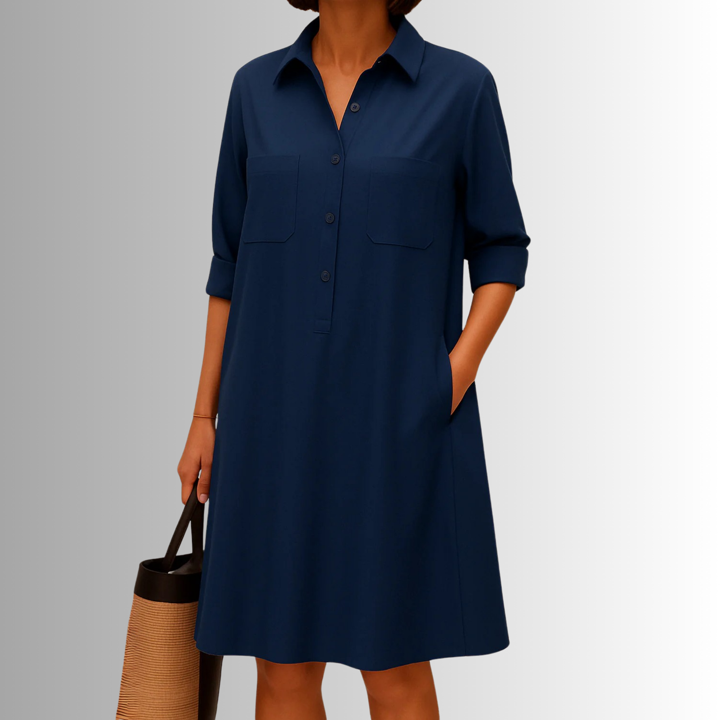 Women's Short Sleeve Dress Rolled Cuff