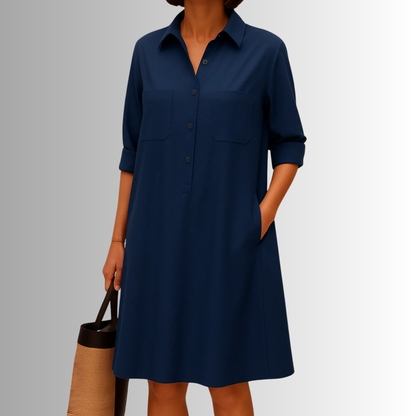 Women's Short Sleeve Dress Rolled Cuff