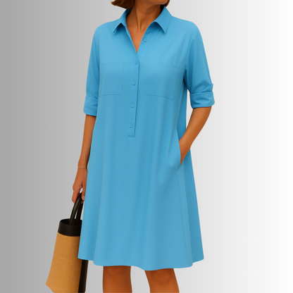 Women's Short Sleeve Dress Rolled Cuff