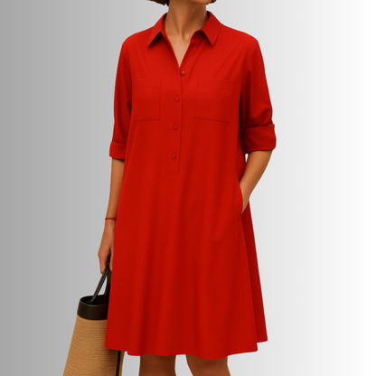 Women's Short Sleeve Dress Rolled Cuff