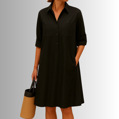 Women's Short Sleeve Dress Rolled Cuff