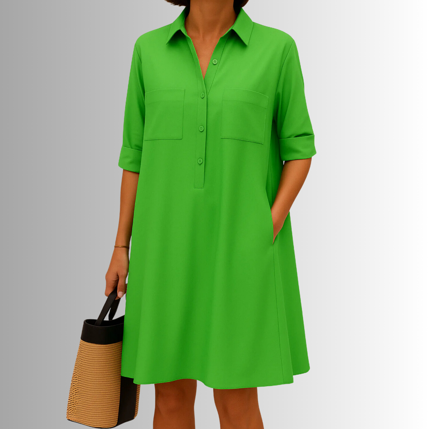 Women's Short Sleeve Dress Rolled Cuff - Fashinoza