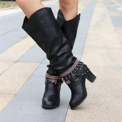 Women's Knee-High Slouchy Block Boots
