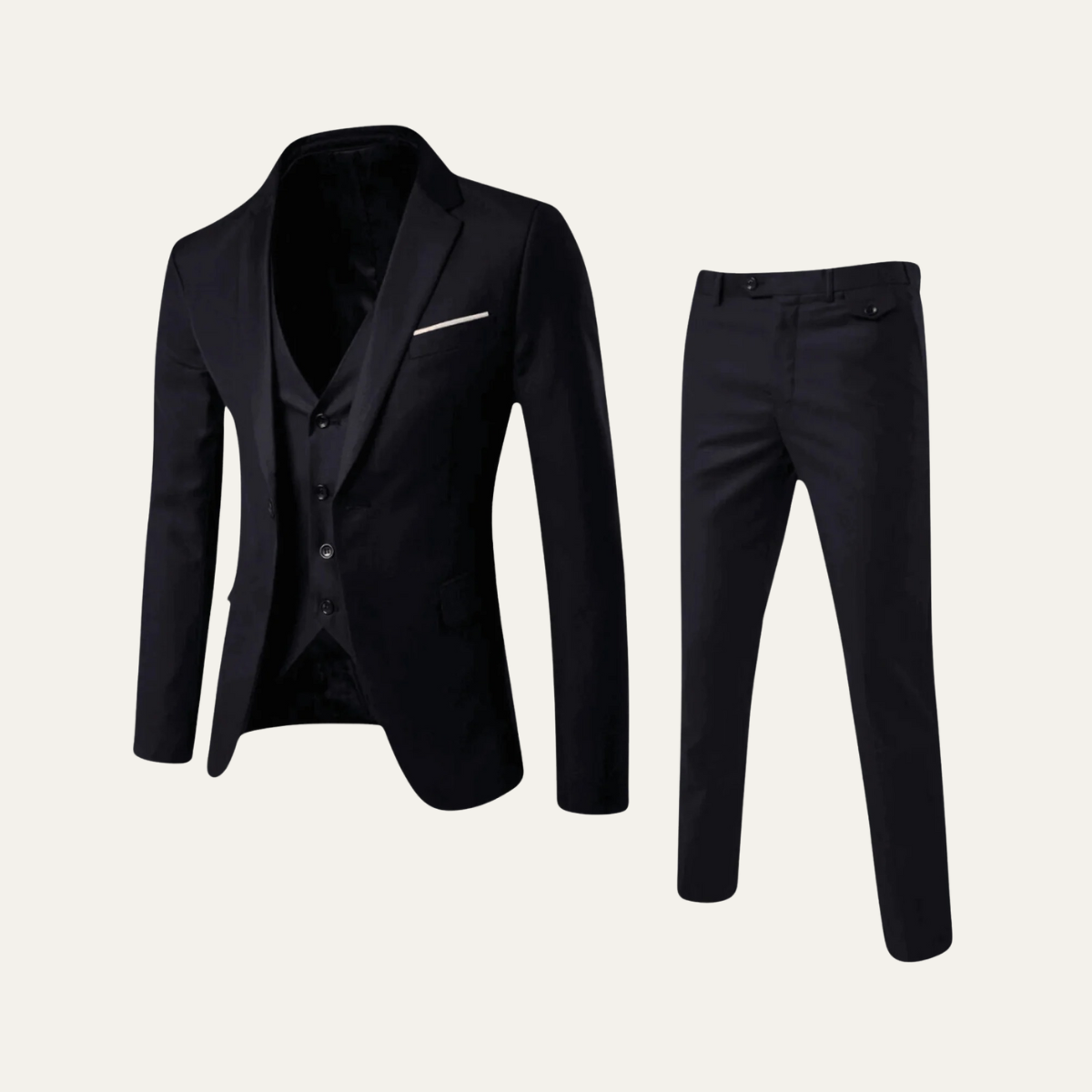 Men's 3 Piece Suit Set Wool Blazer Waistcoat Trousers - Fashinoza