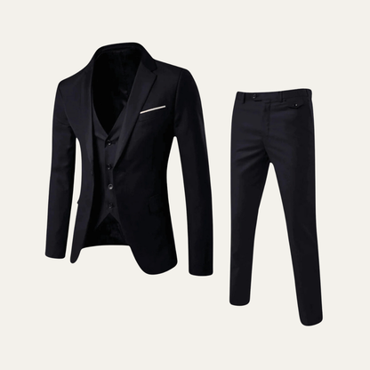 Men's 3 Piece Suit Set Wool Blazer Waistcoat Trousers - Fashinoza