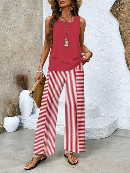Women's Straight Leg Outfit Set Tiered