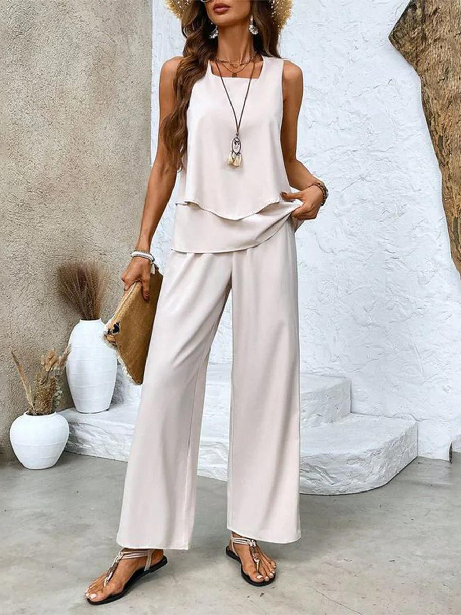 Women's Straight Leg Outfit Set Tiered