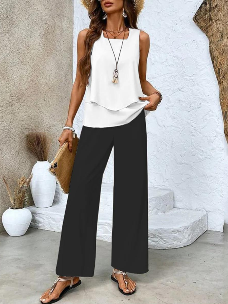 Women's Straight Leg Outfit Set Tiered