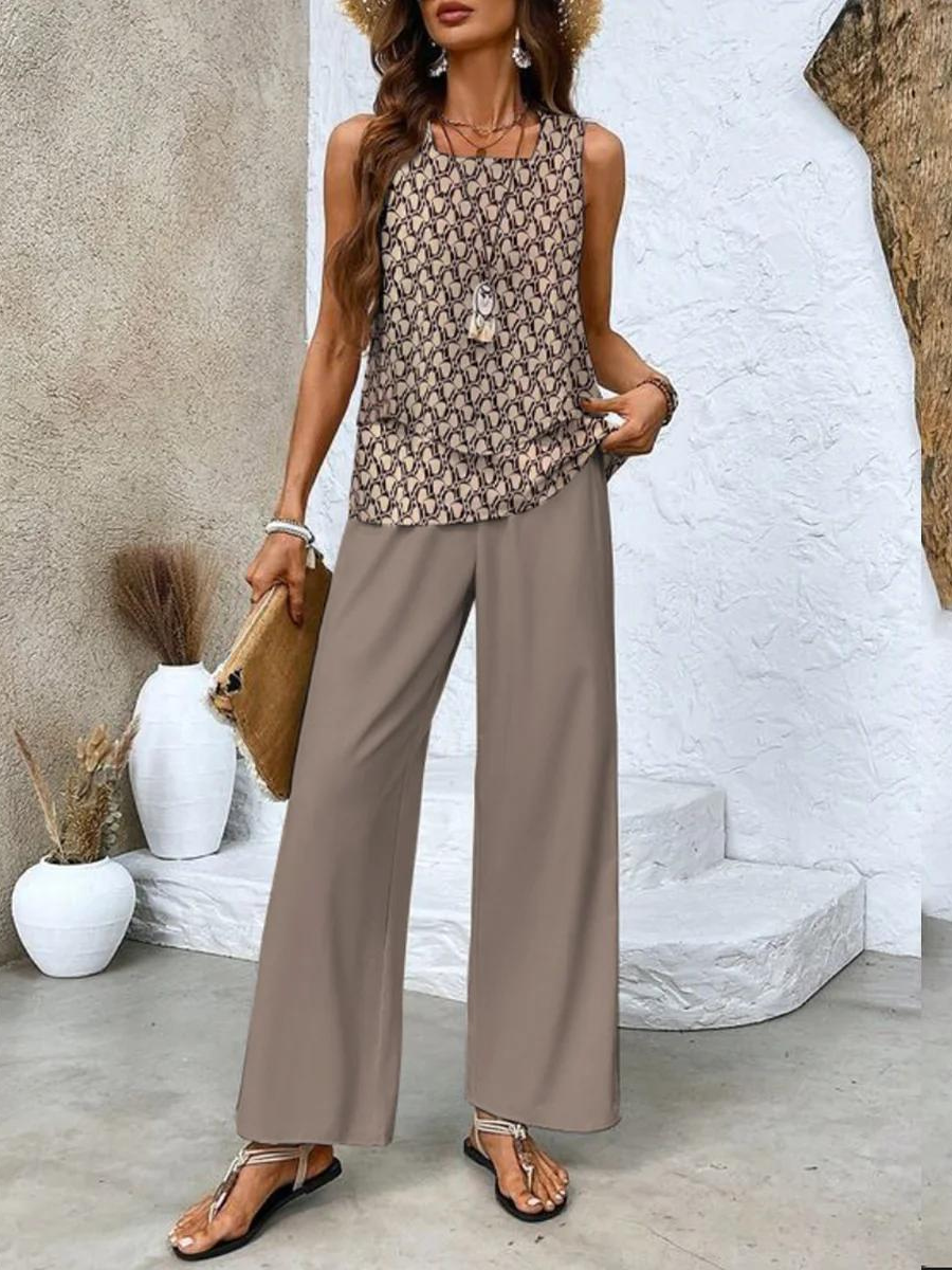 Women's Straight Leg Outfit Set Tiered