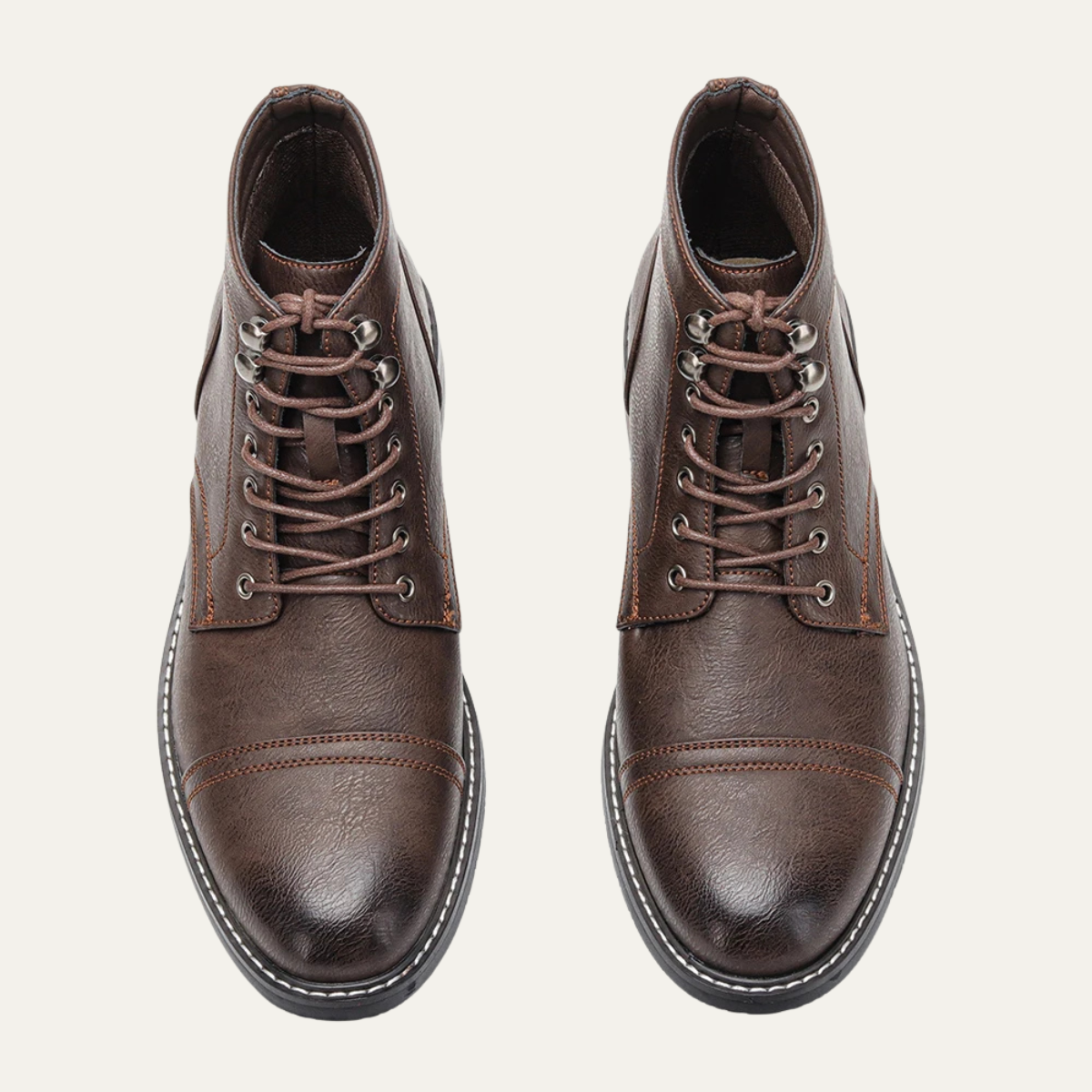 Porto Cervo Men's Leather Ankle Boots Lace Up Brown