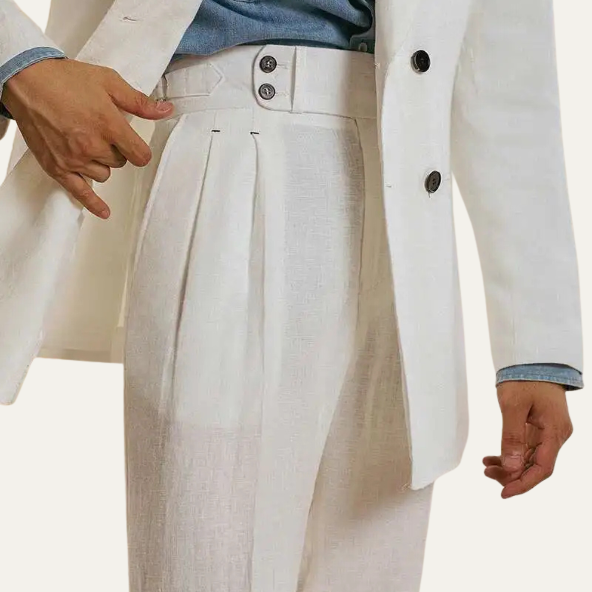 Men's High Waist Linen Dress Pants