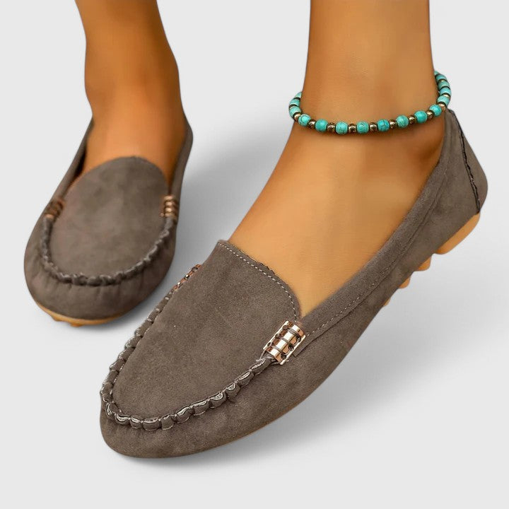Women's Suede Slip-On Loafers Flat Moccasin Shoes