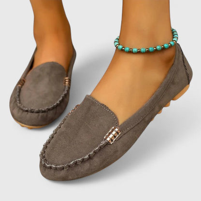 Women's Suede Slip-On Loafers Flat Moccasin Shoes