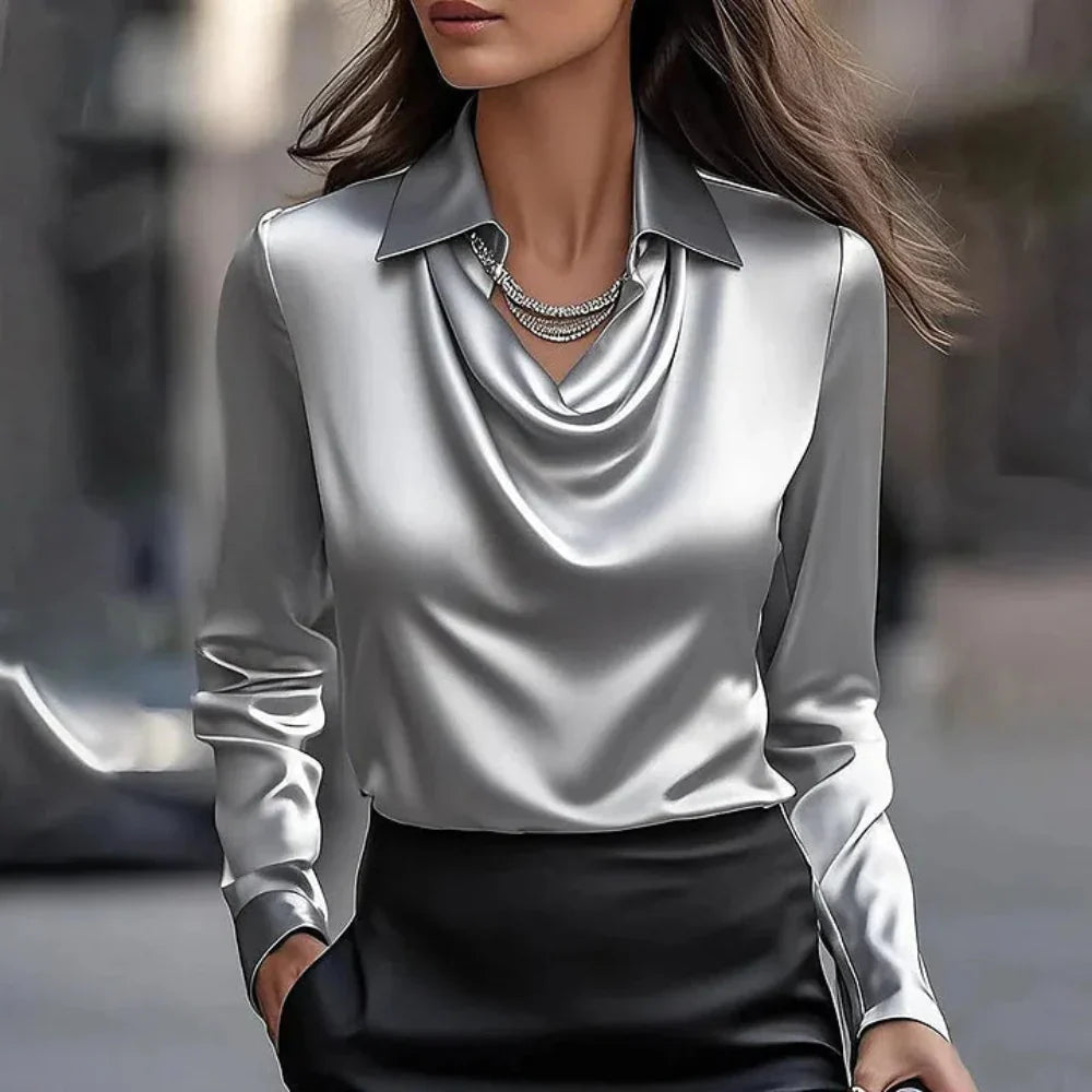 Women's Draped V-Neck Blouse