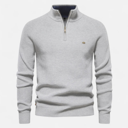 Men's Cotton Quarter Zip Sweater - Fashinoza