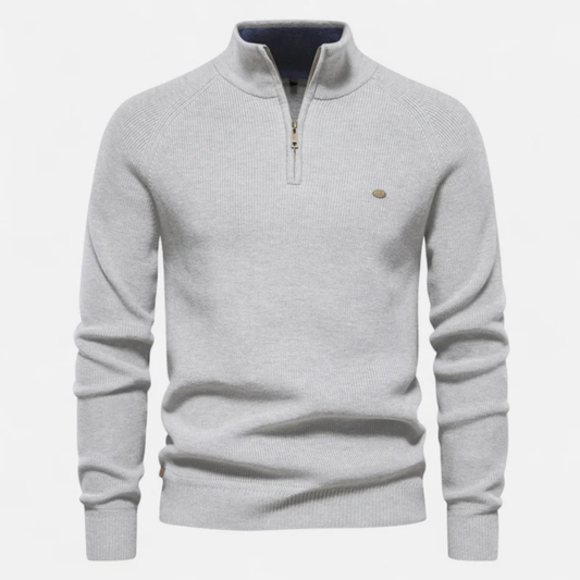 Men's Cotton Quarter Zip Sweater - Fashinoza