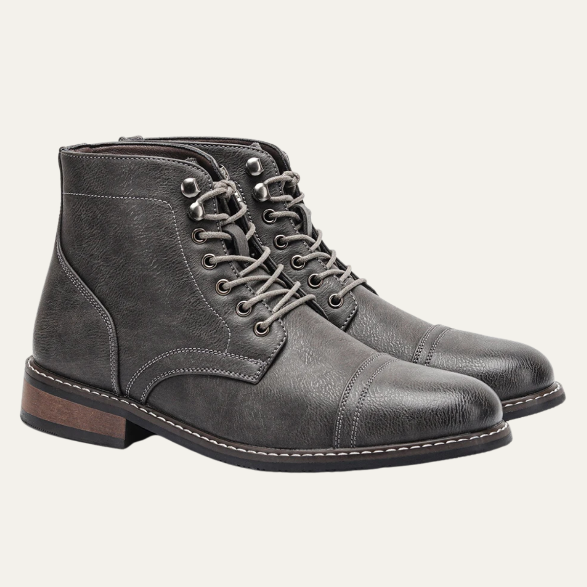 Porto Cervo Men's Leather Ankle Boots Lace Up Brown