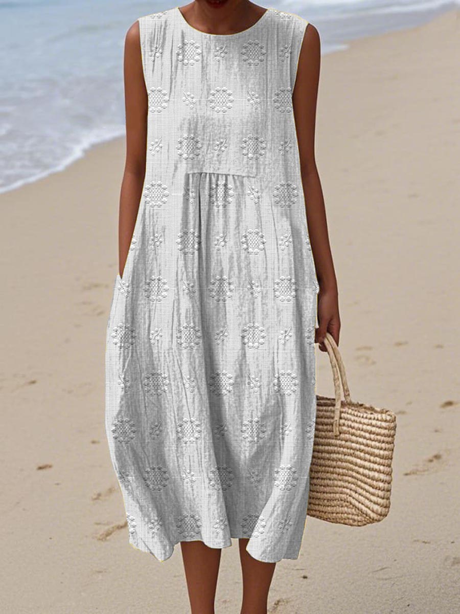 Women's Round Neck Textured Dress