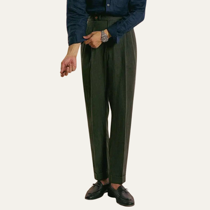 Men's High Waist Linen Dress Pants