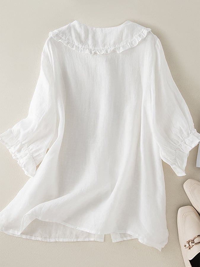 Gabriella | Women Spring Ruffled Collar Button Blouse Top