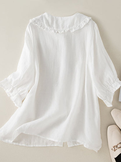 Gabriella | Women Spring Ruffled Collar Button Blouse Top