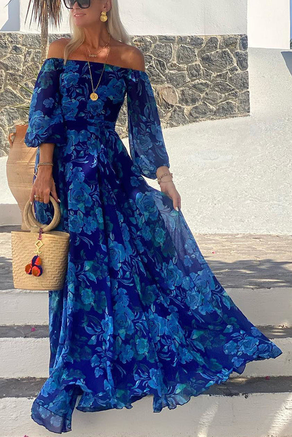 Women's Off Shoulder Floral Maxi Dress - Fashinoza