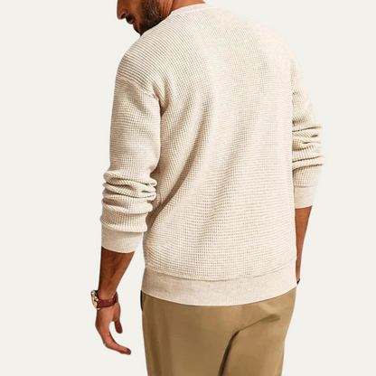 Men's Textured Knit Crew Neck Sweater