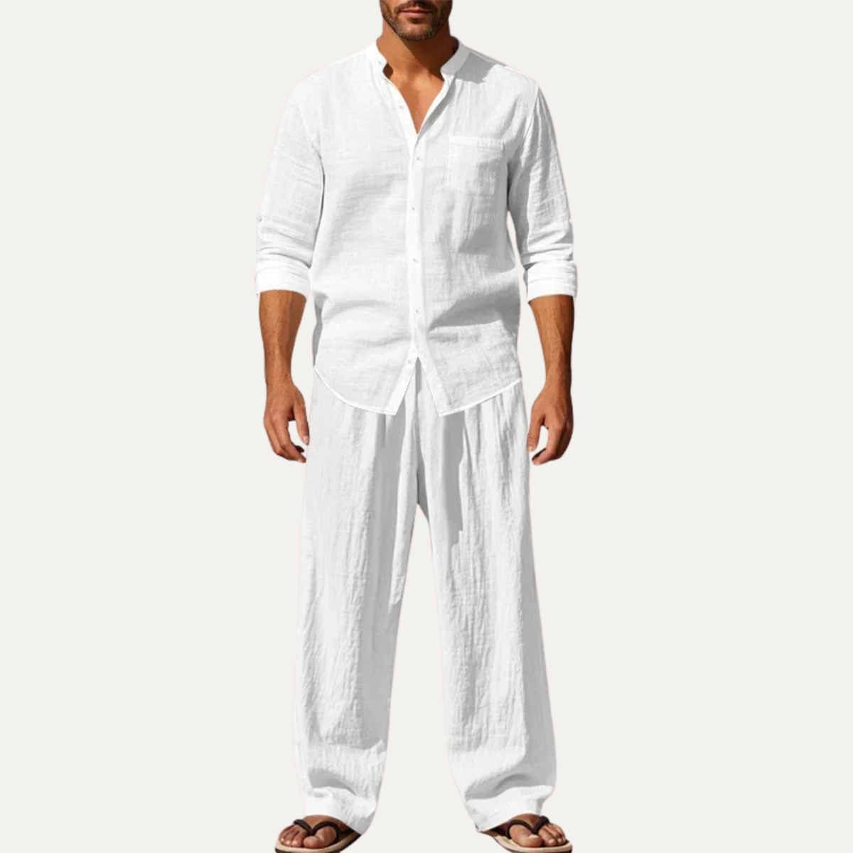 Mens Linen Two Piece Set Shirt And Pants