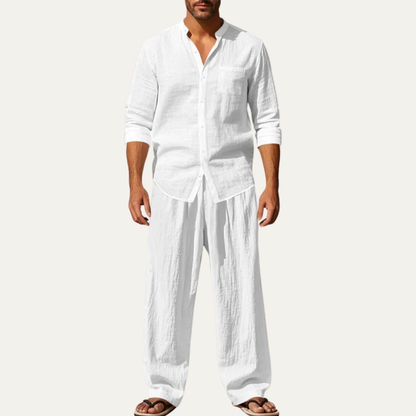 Mens Linen Two Piece Set Shirt And Pants