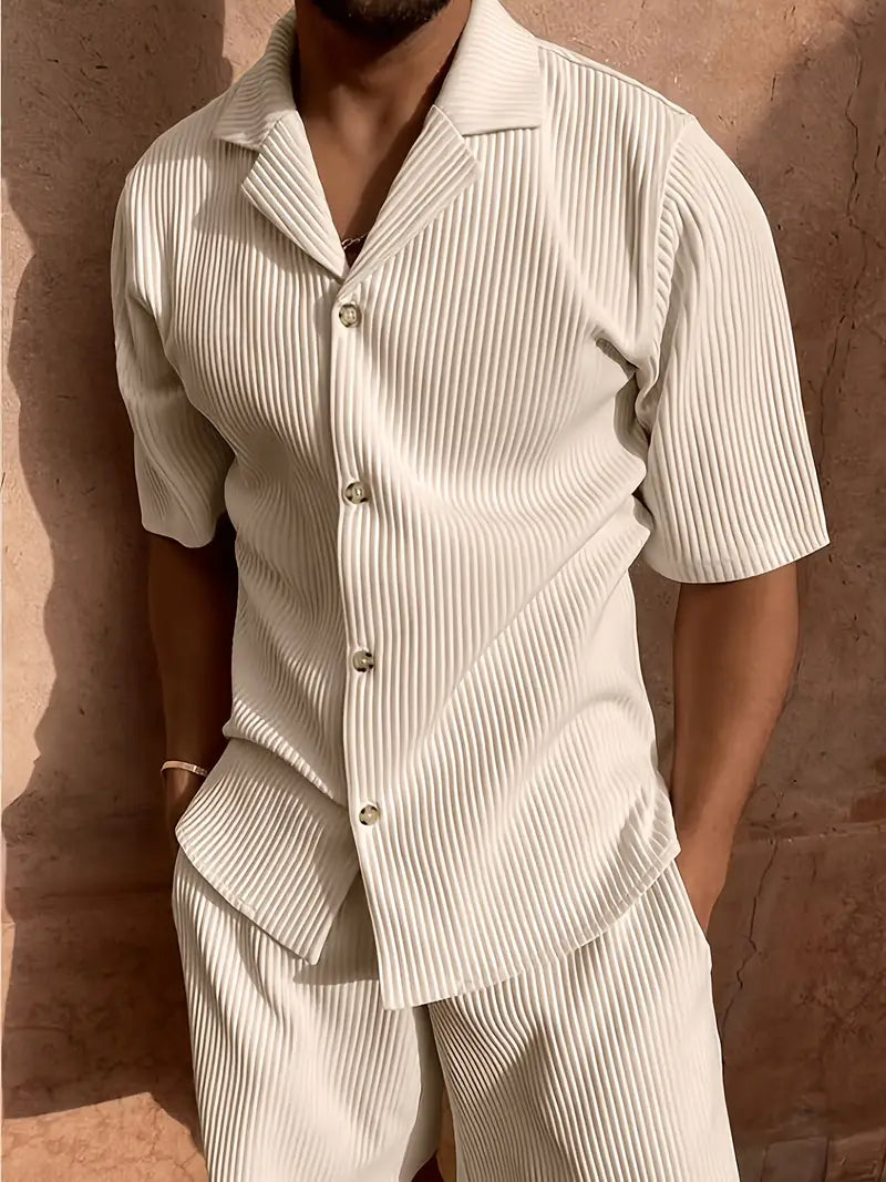 Linen Summer Pants Set Casual Beige