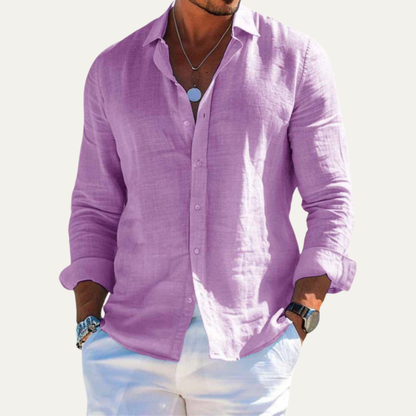 Men's Cotton Linen Shirt Trendy Lapel Style