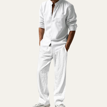 Mens Linen Two Piece Set Shirt And Pants