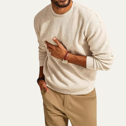Men's Textured Knit Crew Neck Sweater