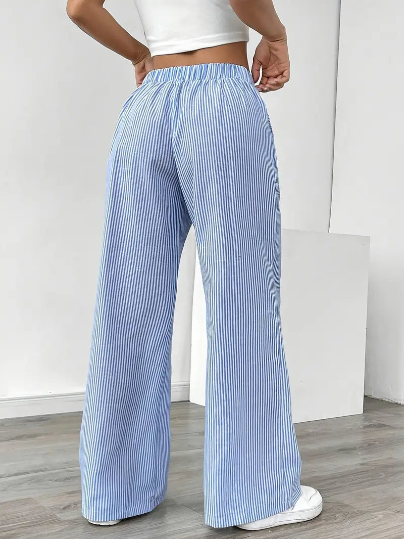 Relaxed Wide-Leg Stripe Trousers
