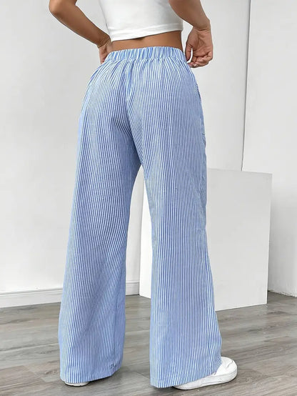 Relaxed Wide-Leg Stripe Trousers