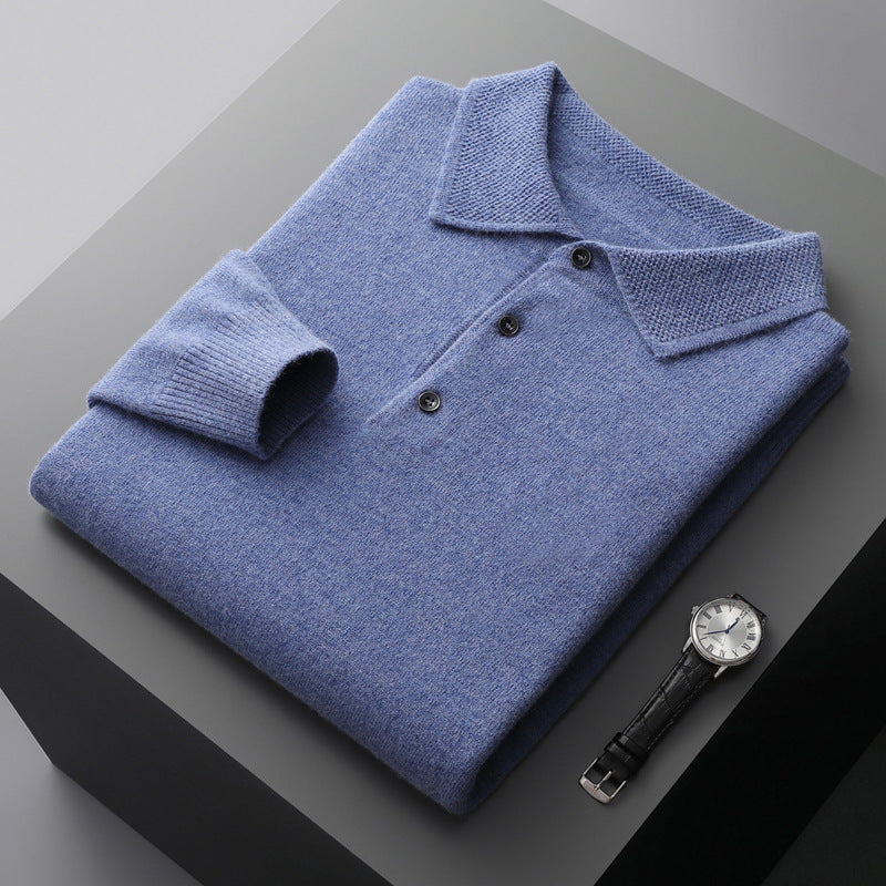 Men's Long Sleeve Polo Solid Shirt